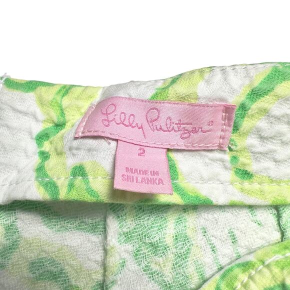 Lilly Pulitzer | Women | Liza Lime Green Floral Summer Resort Shorts | Size 2 - Picture 5 of 10